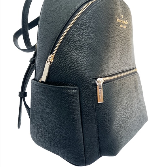 Kate Spade Leila Pebbled Leather Medium Dome Backpack School Bag Black - Picture 3 of 6